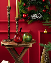 Tinsel Candleholder Red