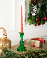 Tinsel Candleholder Green L