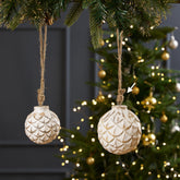 Cedar Ribbed Ornament White L