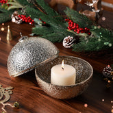 Dazzle Ribbed Lid Candleholder Silver L