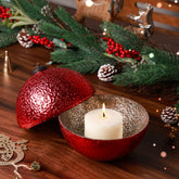 Dazzle Ribbed Lid Candleholder Red L