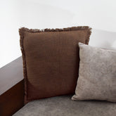 Nyla fringed cushion brown 40% Off