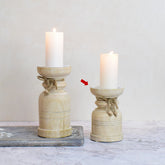 Olivia wooden pillar candleholder S 15% Off
