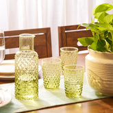 Aria Ribbed Carafe and glass set Olive