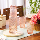 Aria Ribbed Carafe and glass set Peach