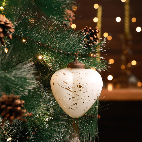 Golden Snow Heart Ornament