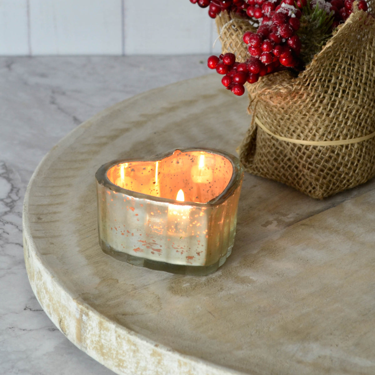 Dazzle heart candleholder silver