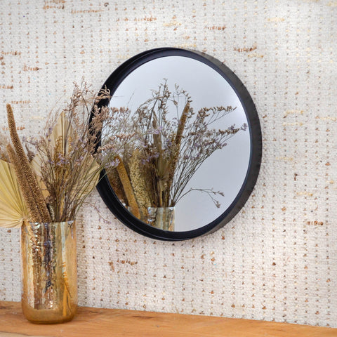 Ebony round mirror