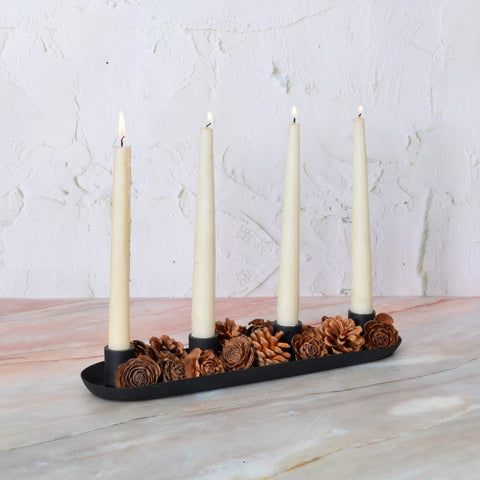 Ebony 4 candleholder