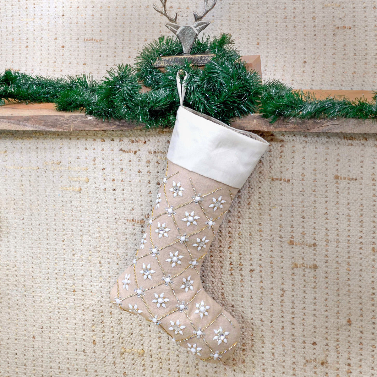 Holly embellished stocking