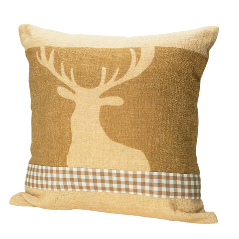 Rudolph Half Reindeer Cushion Mustard