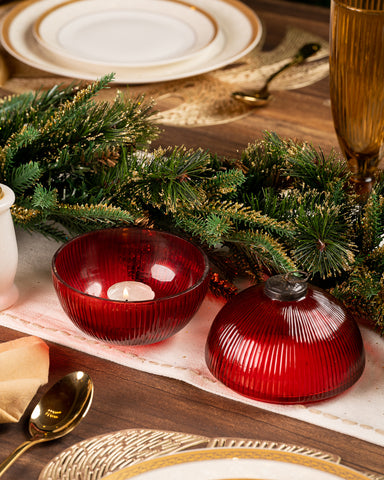Dazzle Lid Candleholder Red