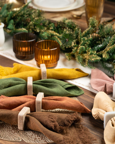 Aquila Travertine Napkin Rings S/4