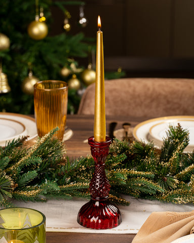 Tinsel Candleholder Red L
