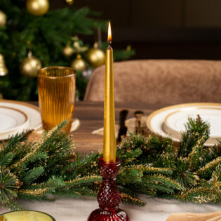 Tinsel Candleholder Red S