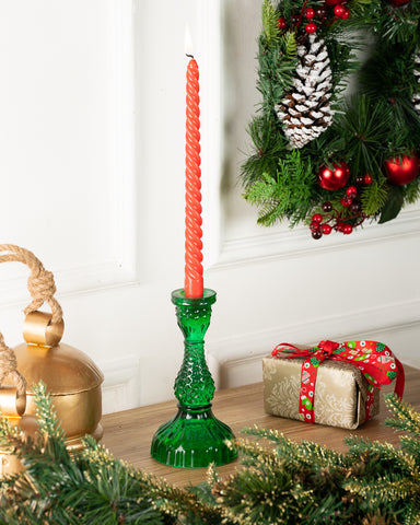 Tinsel Candleholder Green L
