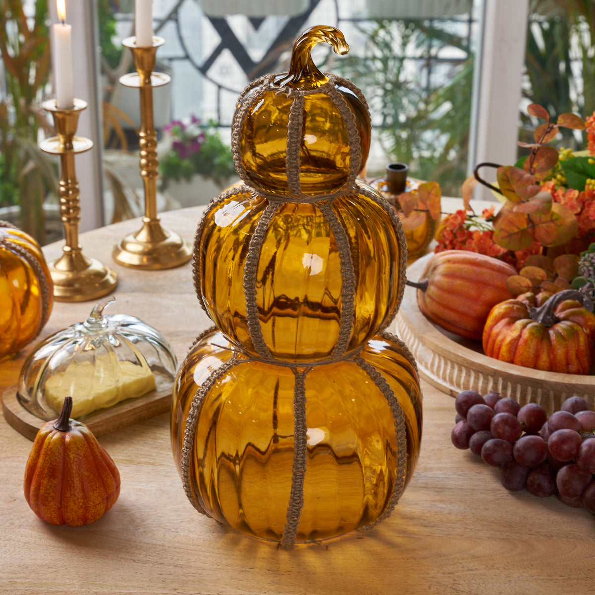 Ara 3 Stacked Glass Pumpkin