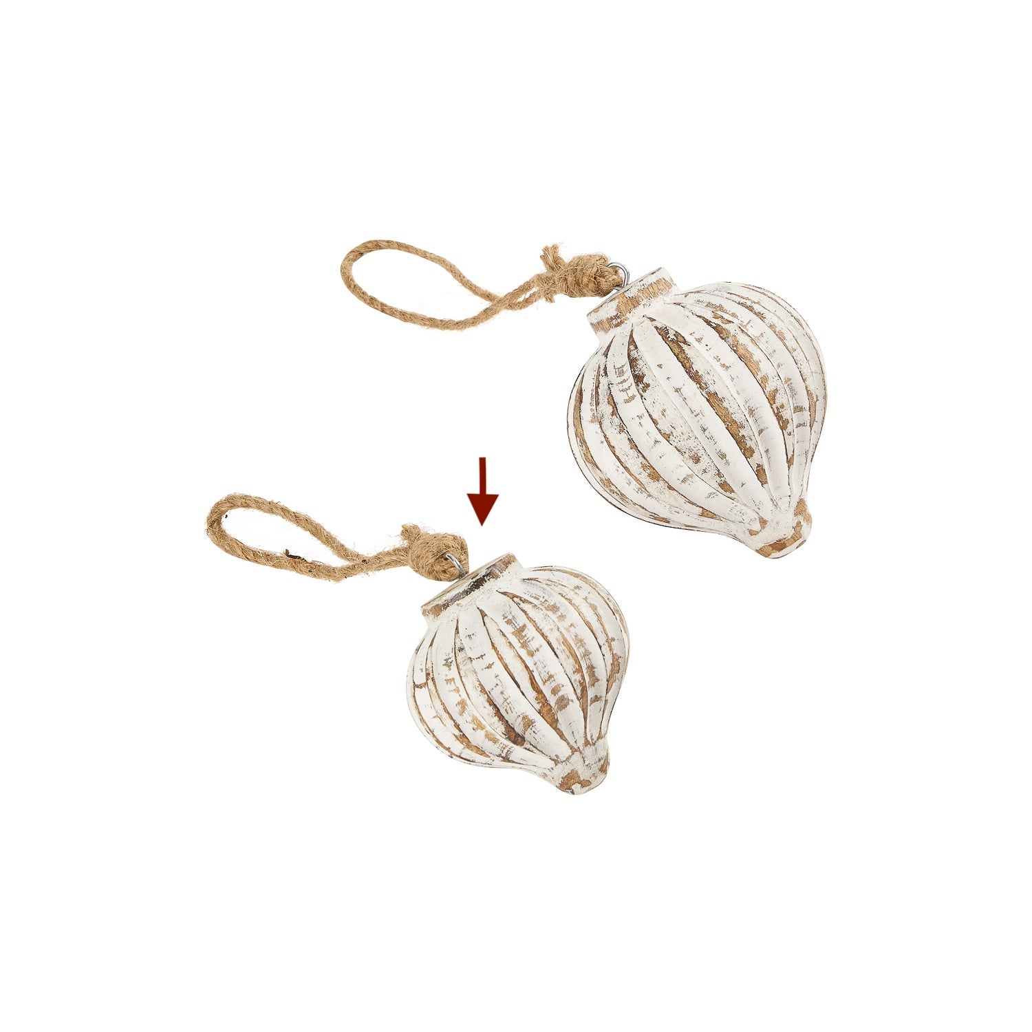 Cedar Ribbed Belly Ornament White S