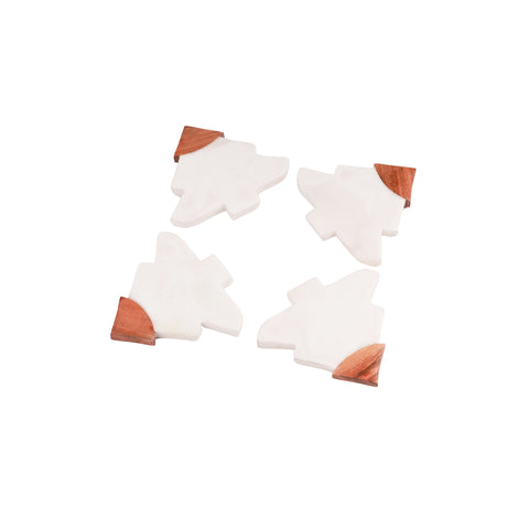 Aquila Wood Tree Marble Coasters S/4