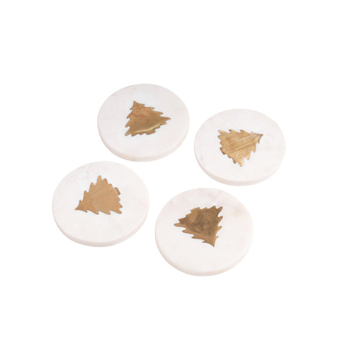 Aquila Brass Tree Marble Coasters S/4