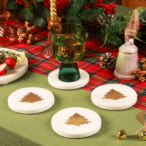 Aquila Brass Tree Marble Coasters S/4