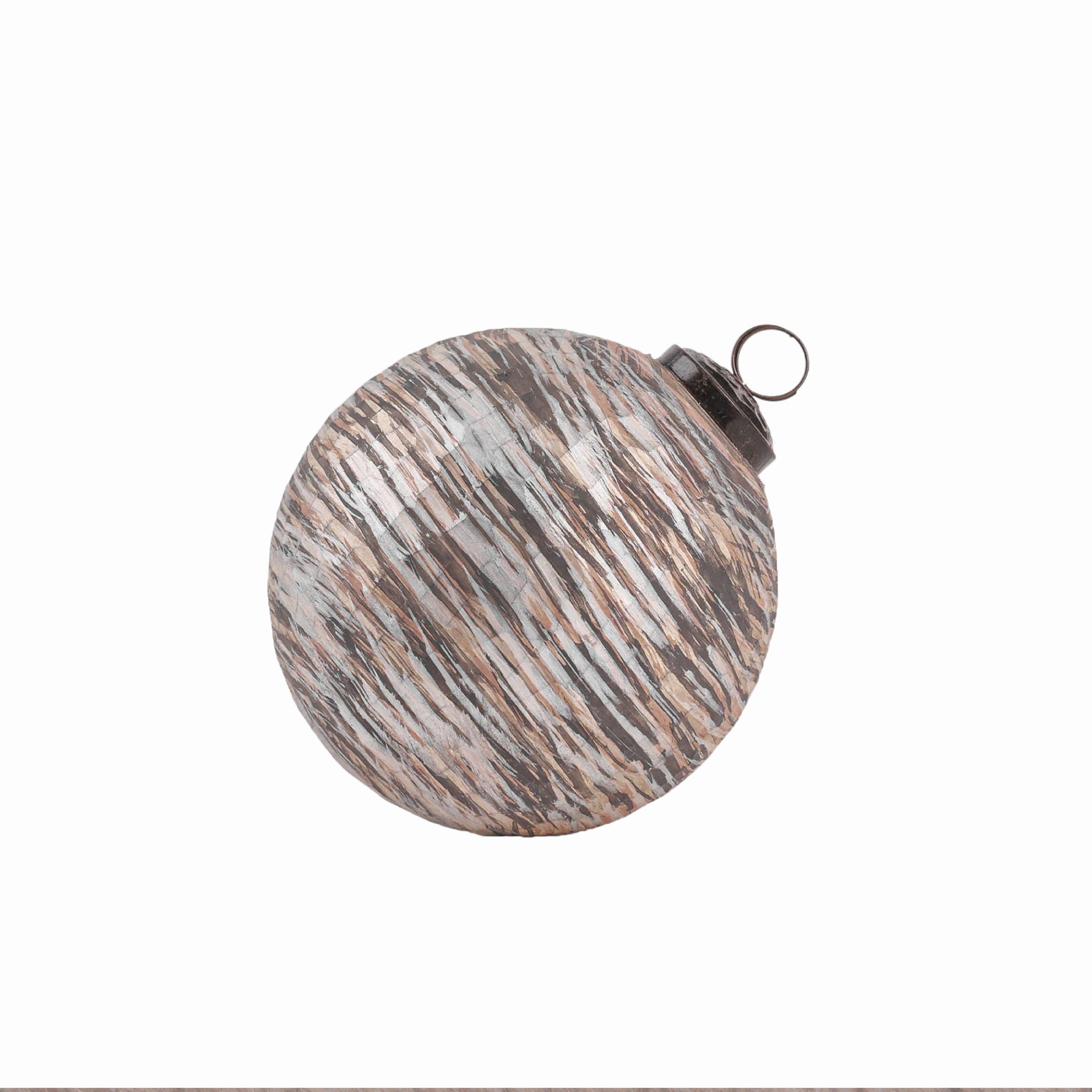 Mist Ribbed Ornament Grey L