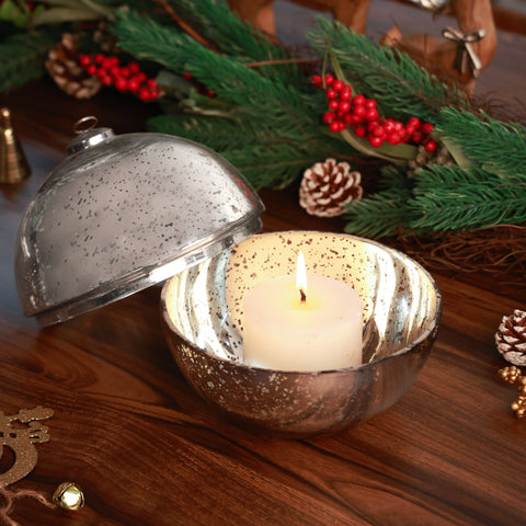 Dazzle Lid Candleholder Silver L