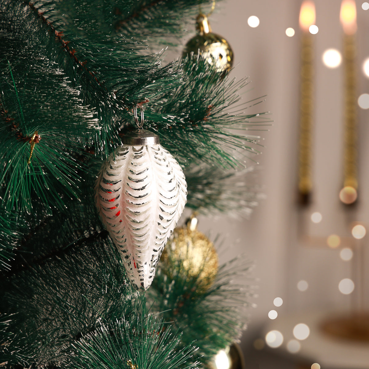 Sterling Pine Ornament White L