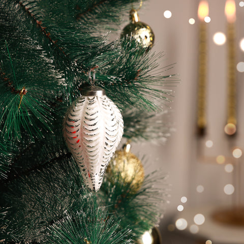 Sterling Pine Ornament White L