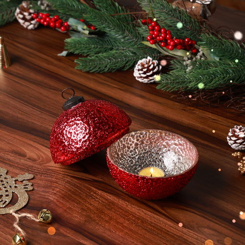Dazzle Ribbed Lid Candleholder Red S