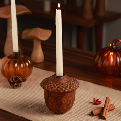 Juno acorn candleholder woody
