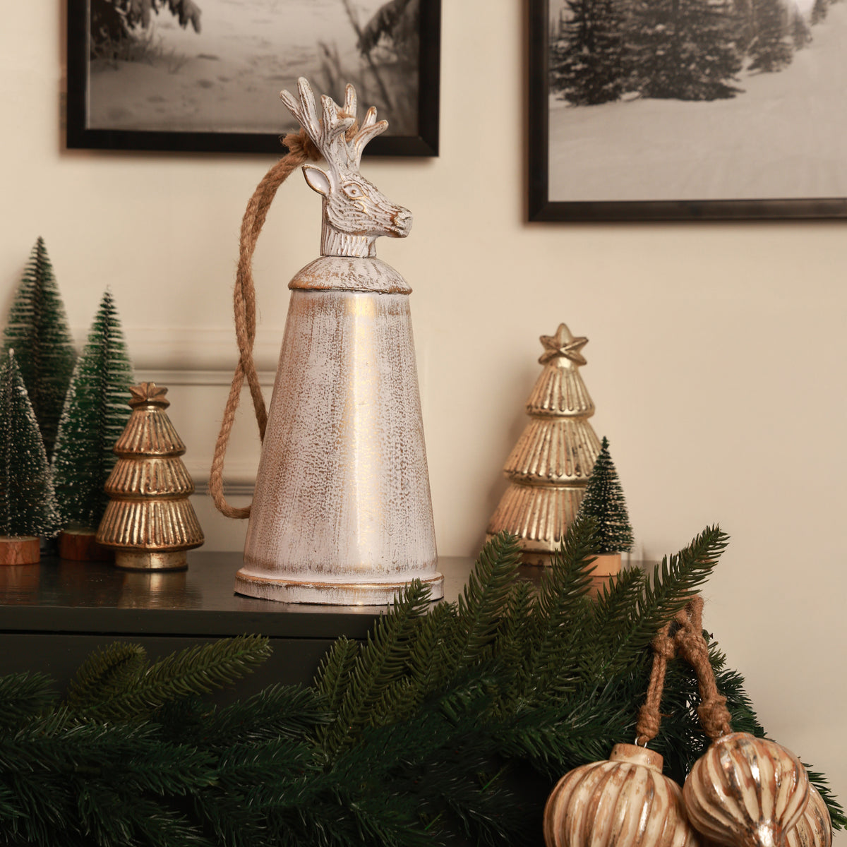 Blitzen reindeer bell white L