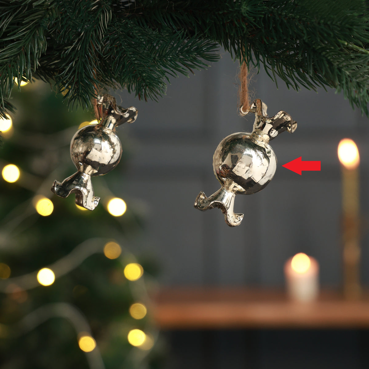 Starra round candy ornament silver L