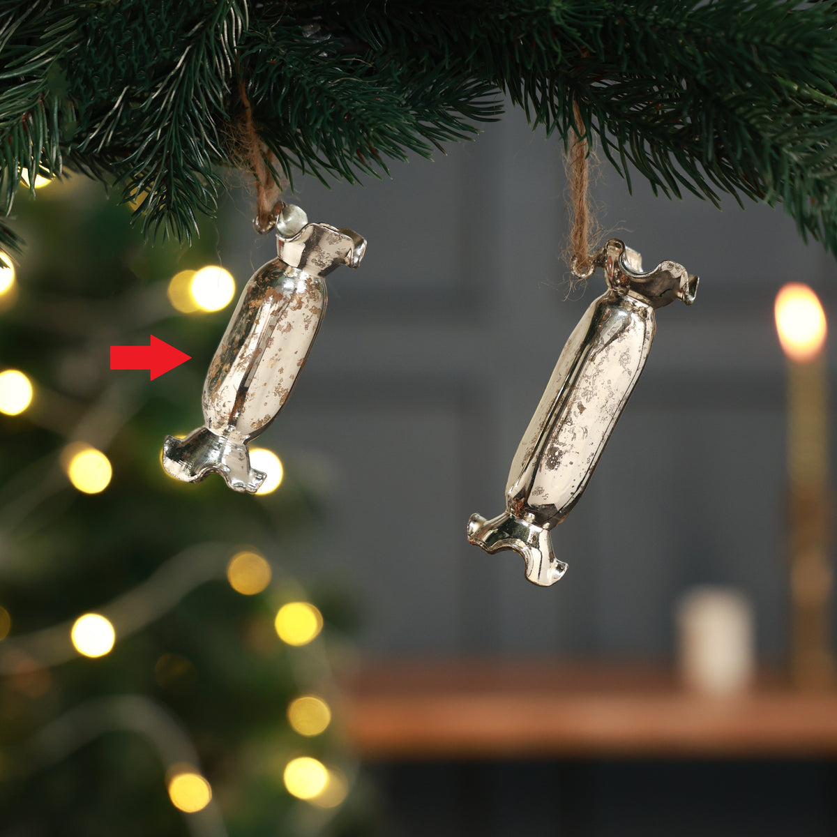 Starra long candy ornament silver S