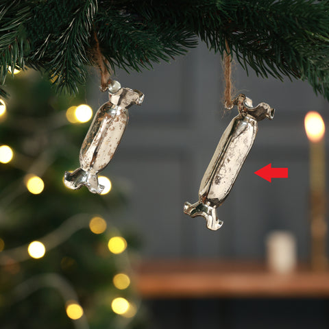 Starra long candy ornament silver L