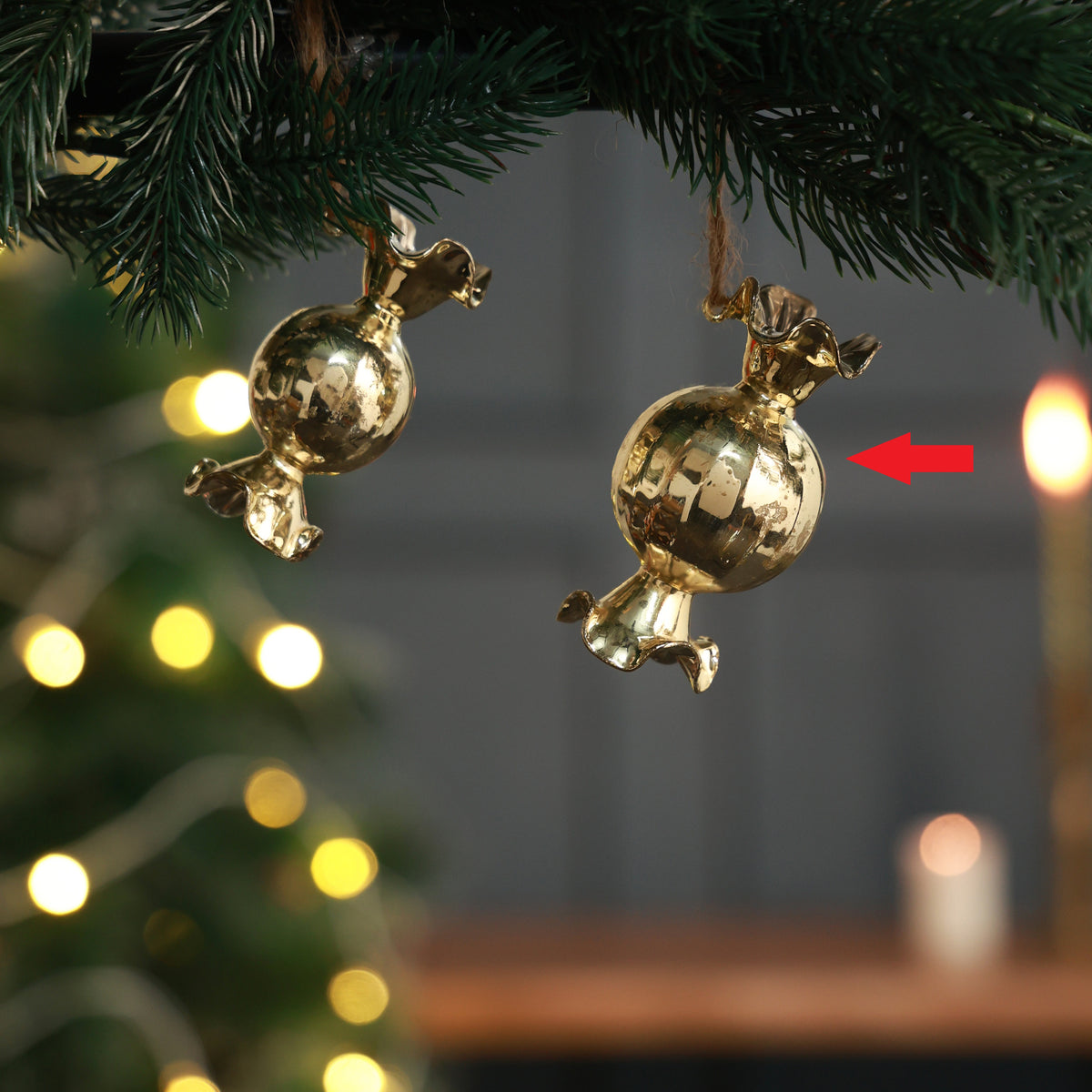 Starra round candy ornament gold L