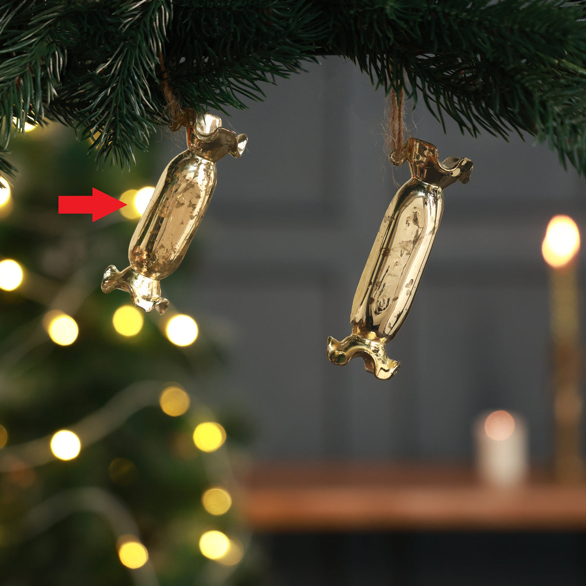 Starra long candy ornament gold S