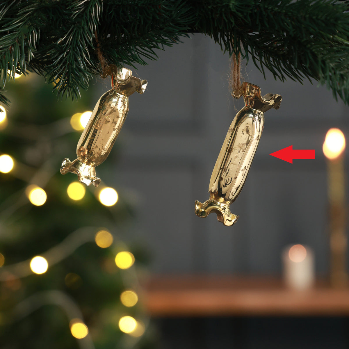 Starra long candy ornament gold L