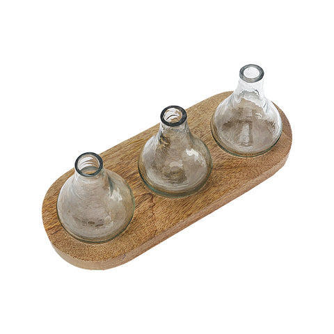 Dahlia bud vase with wooden tray