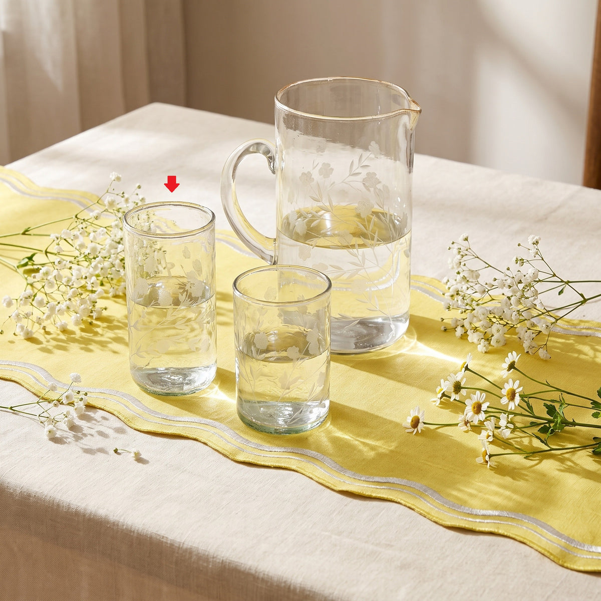 Flora drinking glass  clear L