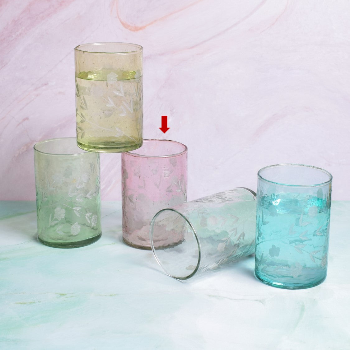 Flora drinking glass  pink S