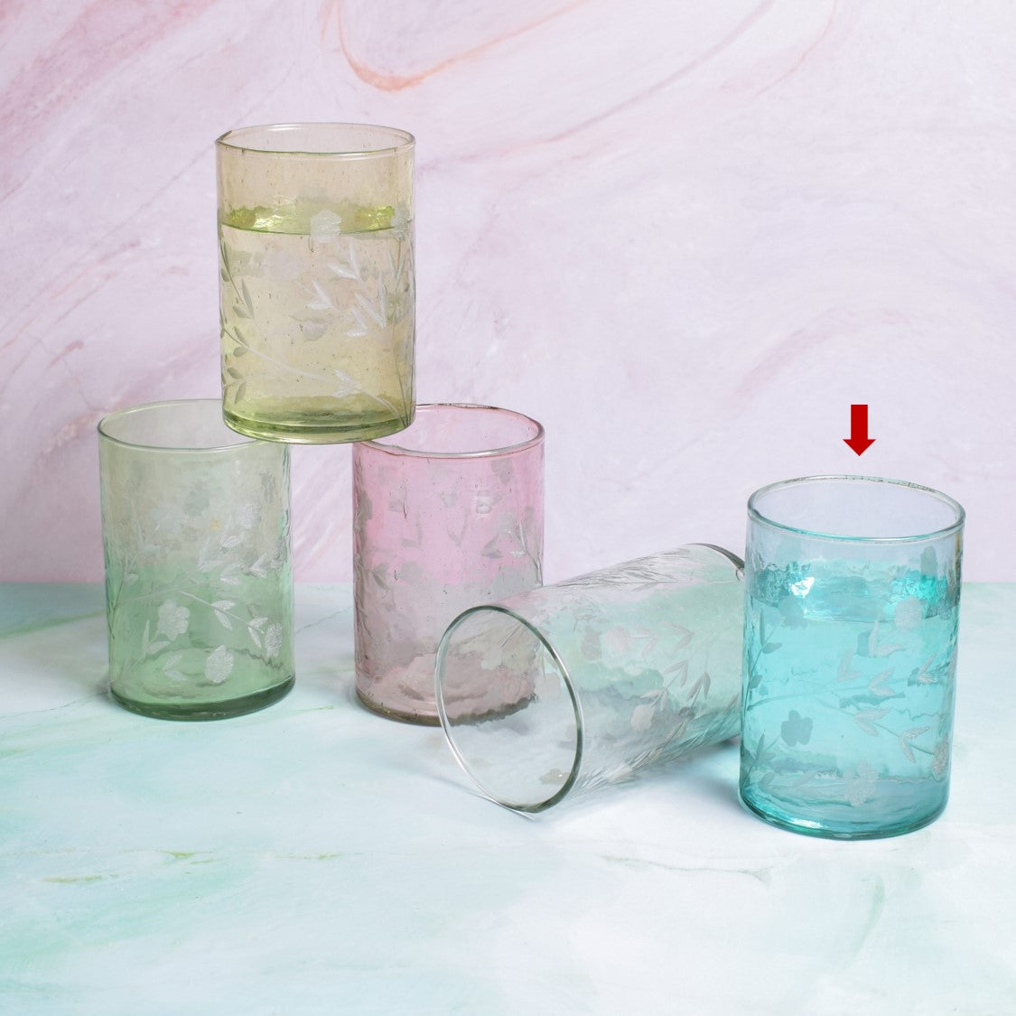 Flora drinking glass blue S