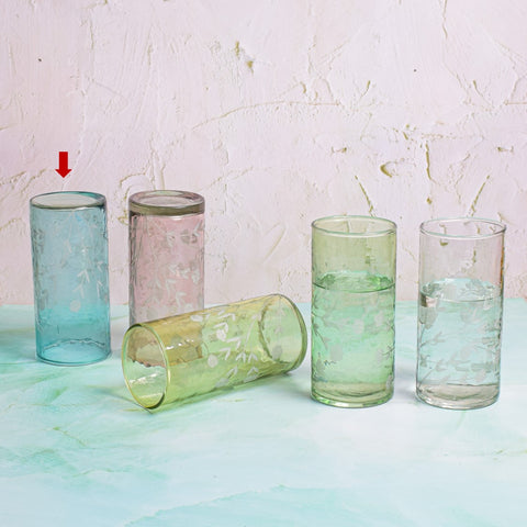 Flora drinking glass blue L