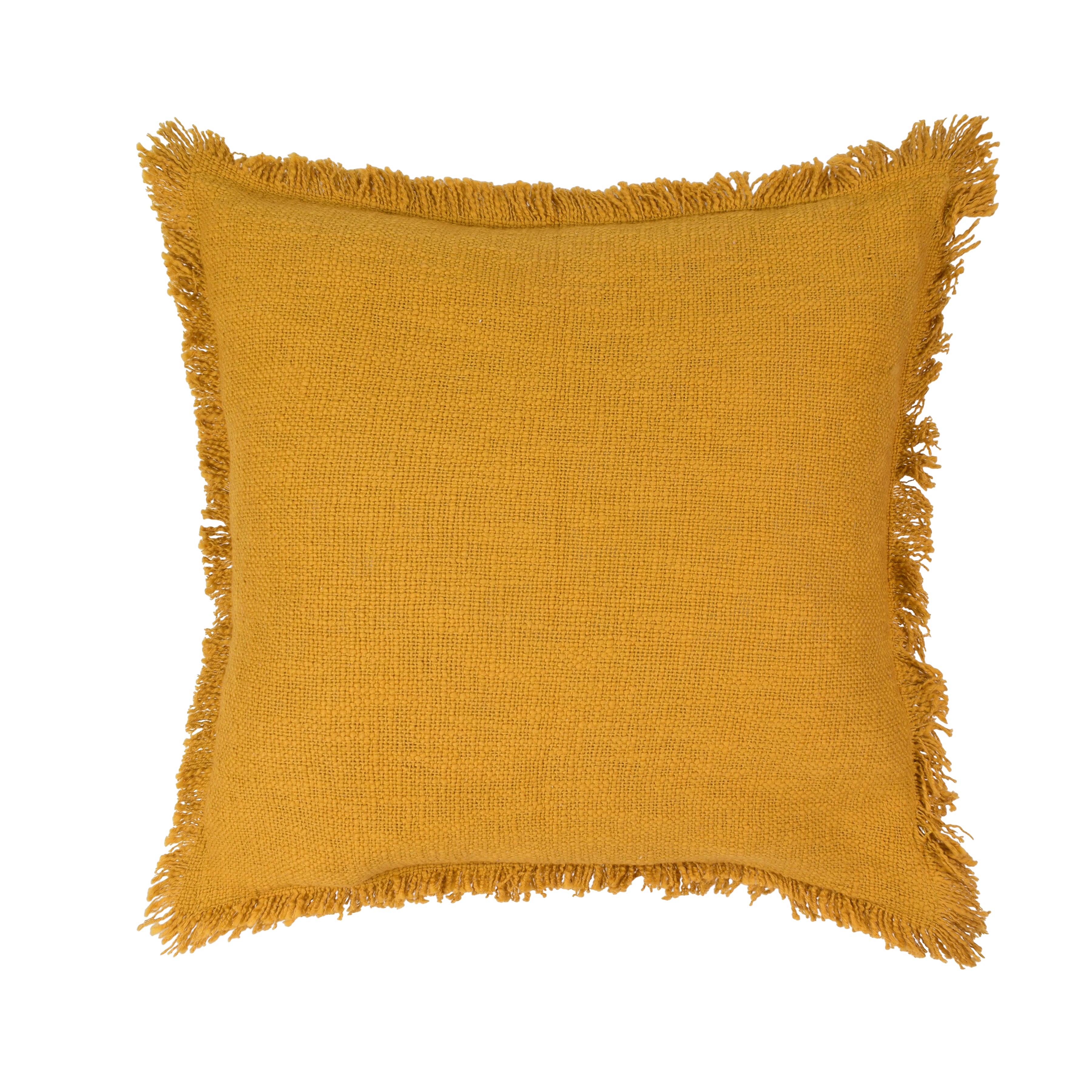 Nyla fringed cushion yellow