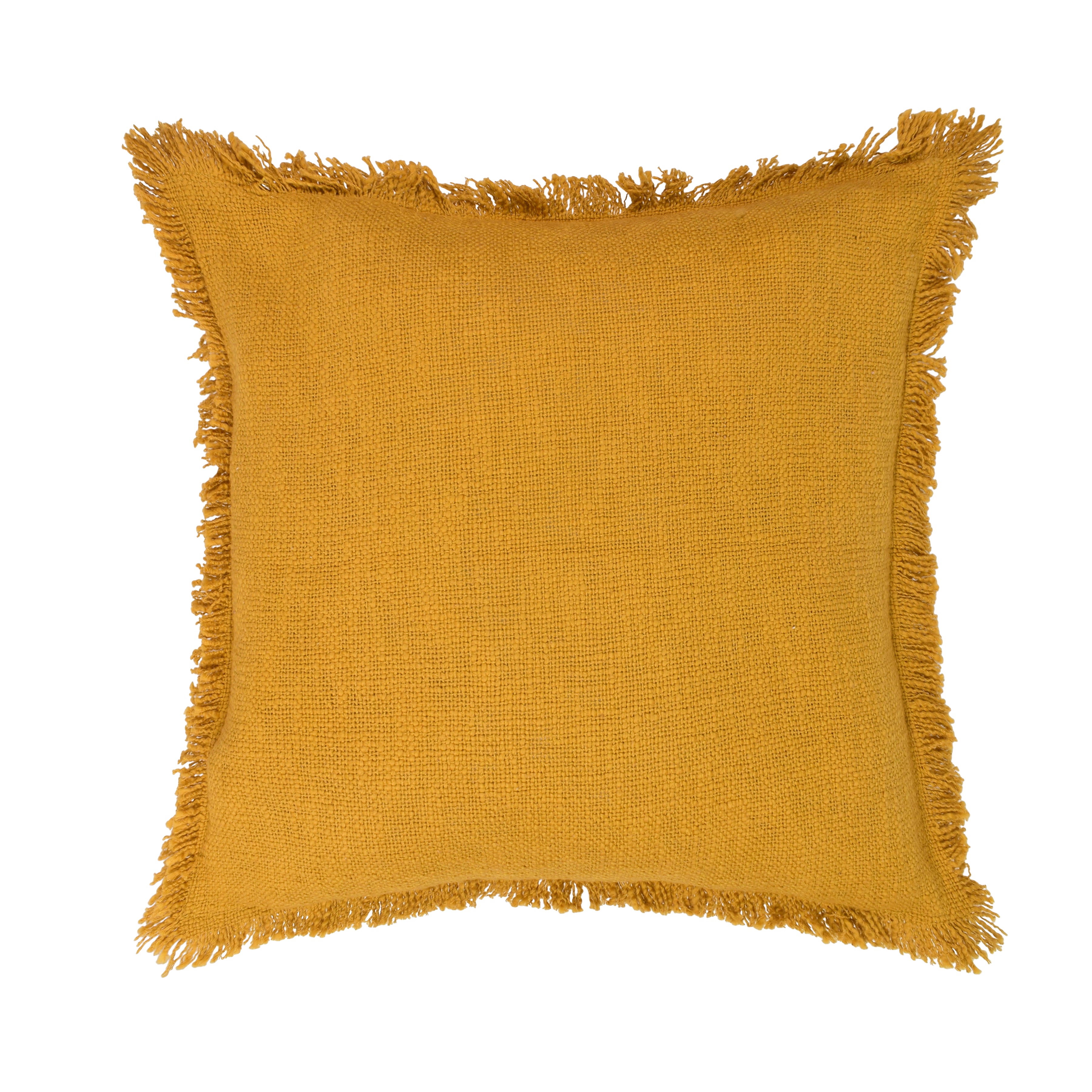 Nyla fringed cushion yellow