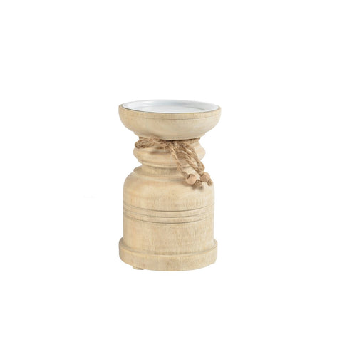 Olivia wooden pillar candleholder S 40% Off