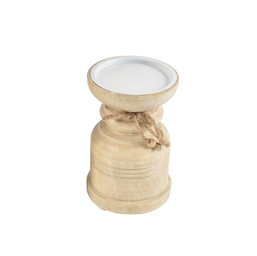Olivia wooden pillar candleholder S 40% Off