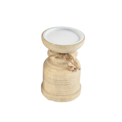 Olivia wooden pillar candleholder S 40% Off