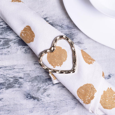 Myra heart napkin ring s/4 gold