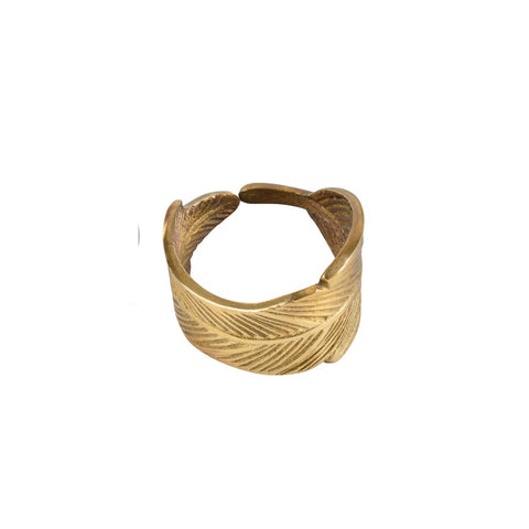 Myra leaf napkin ring s/4 gold